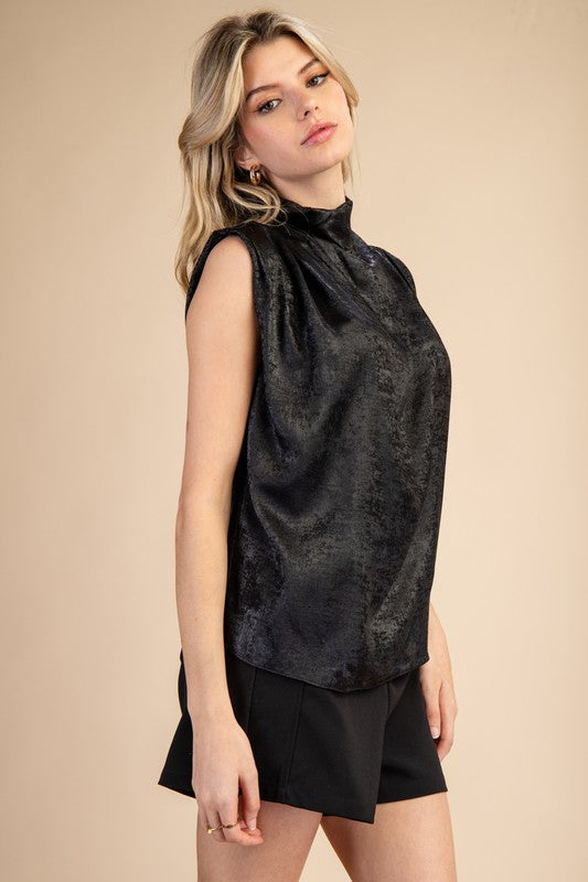 High Neck Metallic Shirt