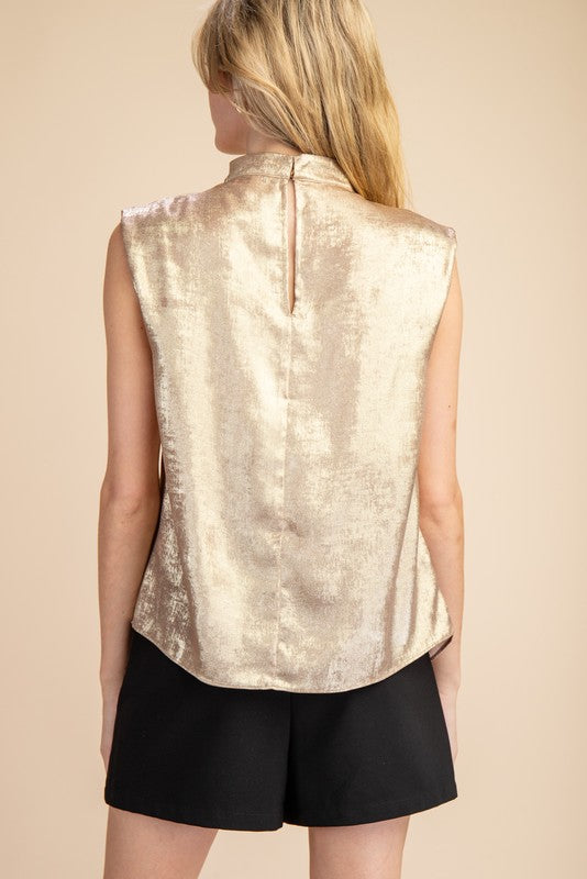 High Neck Metallic Shirt