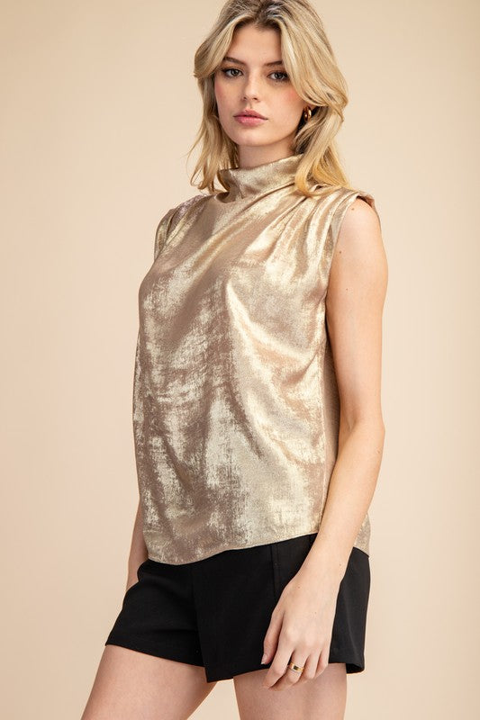 High Neck Metallic Shirt