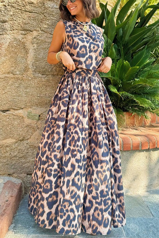 Leopard Print Skirt Set