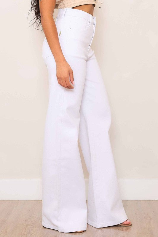 White High Rise Wide Leg Jeans