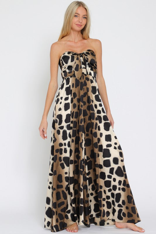 Strapless Animal Print Jumpsuit