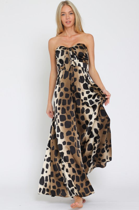 Strapless Animal Print Jumpsuit