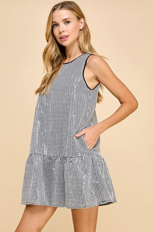 19591 Drop Waist Sequin Dress
