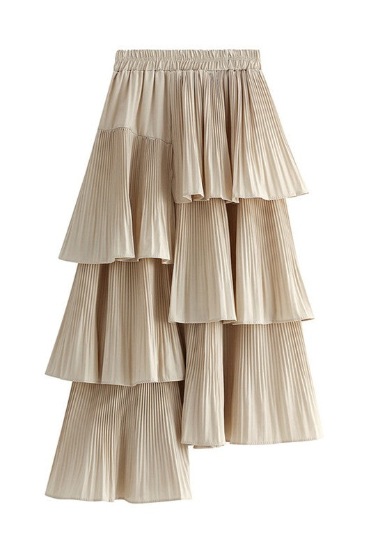 Asymetrical Pleated Onesize Midi Skirt