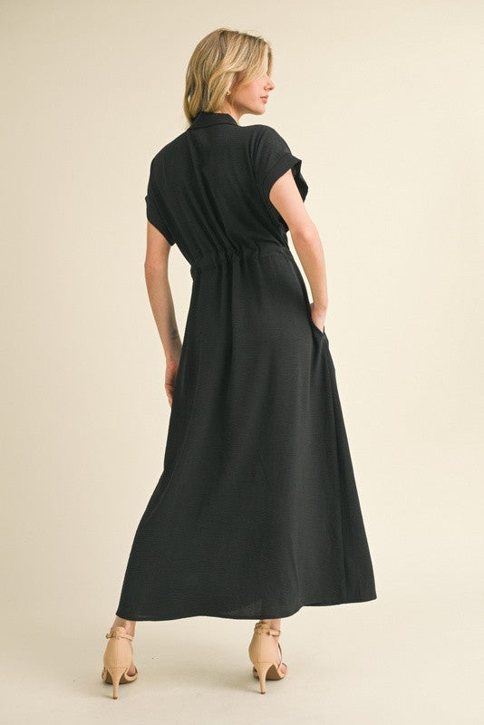 1469 Black Button Down Maxi Dress