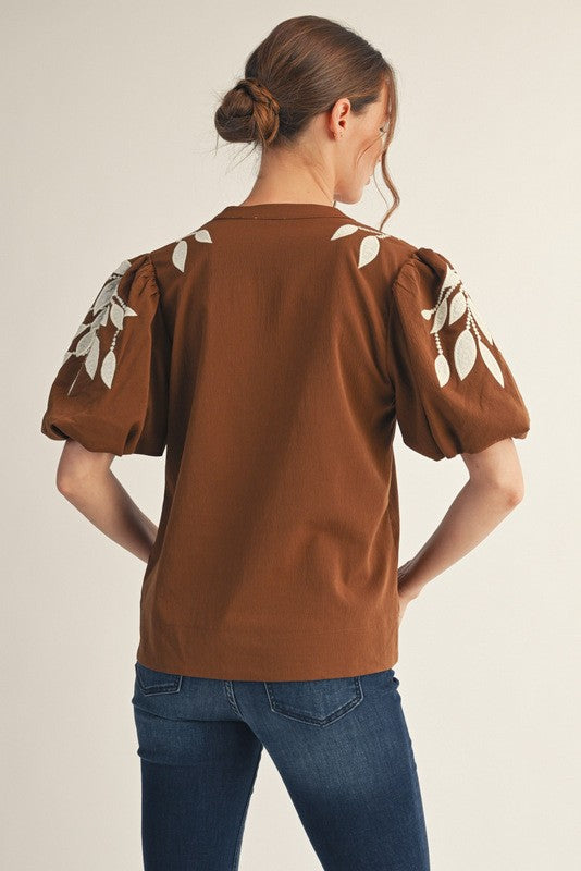 1812 Embroidered Brown Shirt