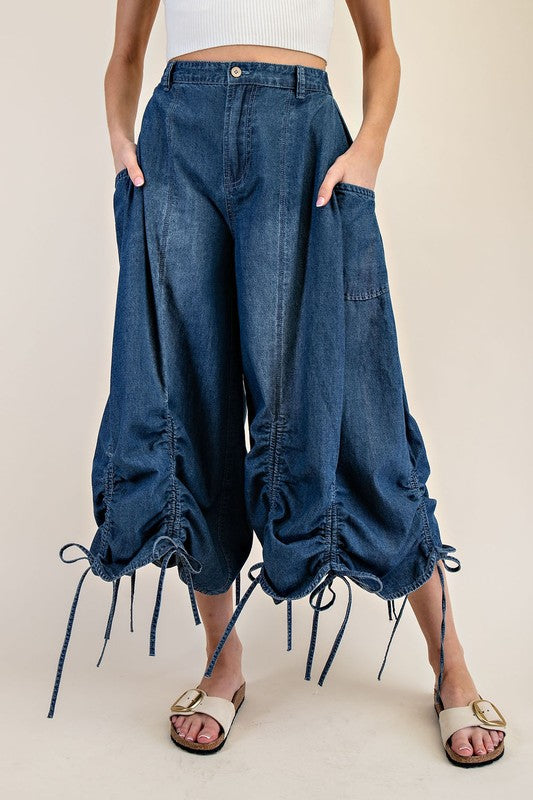 1241 Washed Denim Drawstring Pant