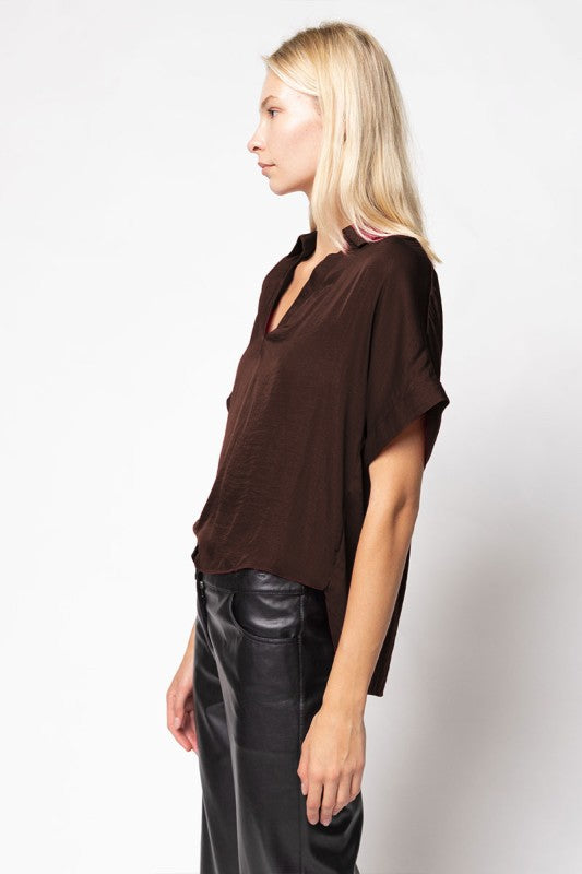 1808 Satin V-Neck Blouse