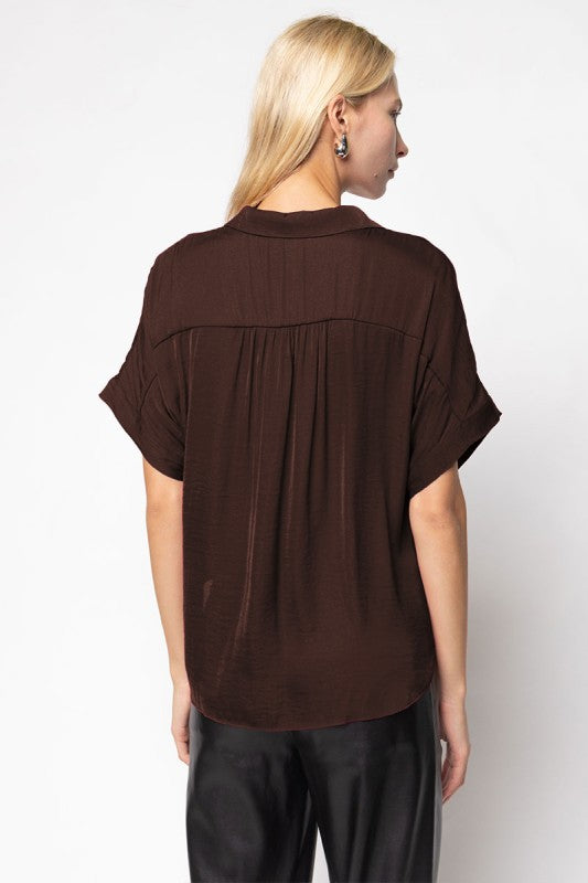 1808 Satin V-Neck Blouse