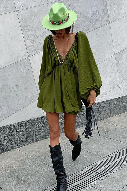 1237 V-Neck Long Sleeve Dress