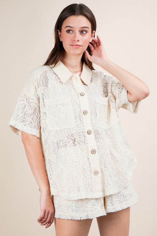 1346 Botton Down Shirt & Short Set