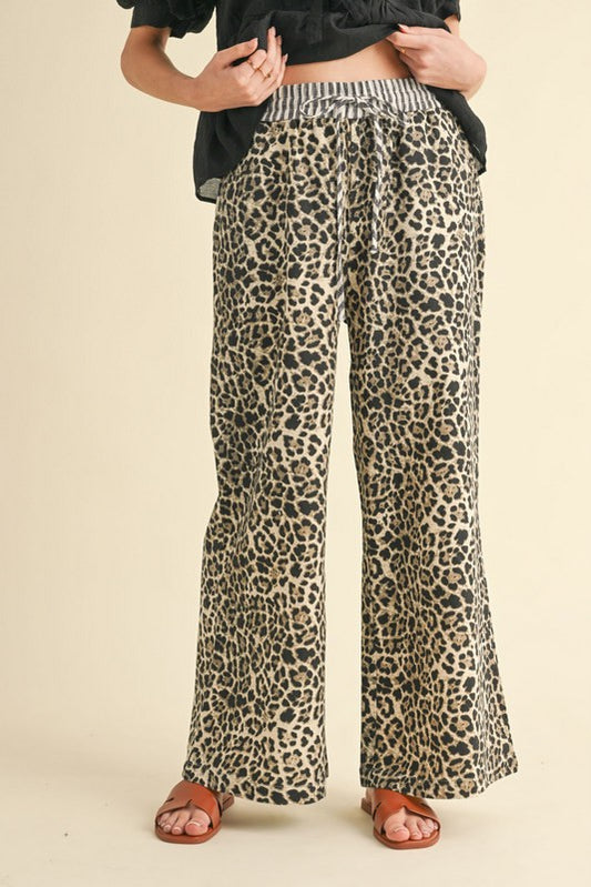 1464 Animal Print and Striped Print Pant