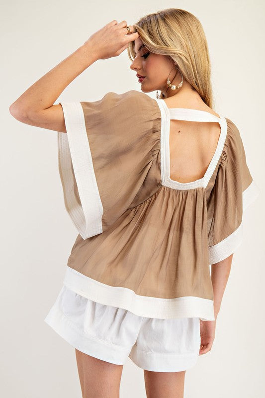 1246 V-Neck Bell Sleeve Top
