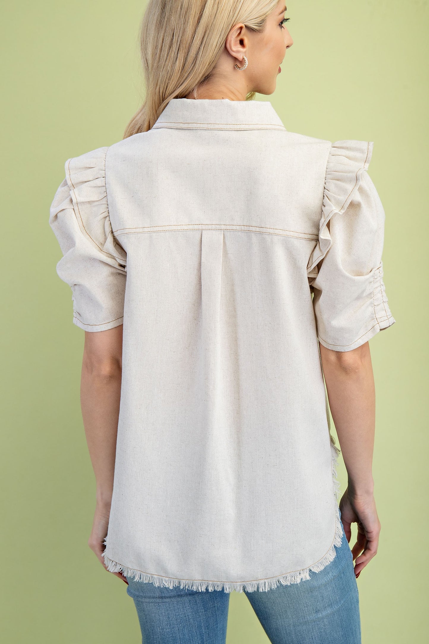 2320 Ruffle Button Down Shirt