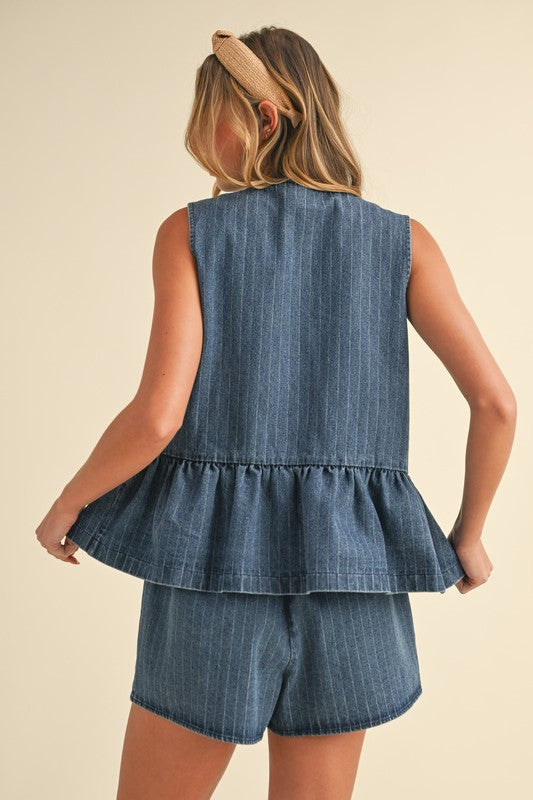 1486 Bow Top & Short Denim Set