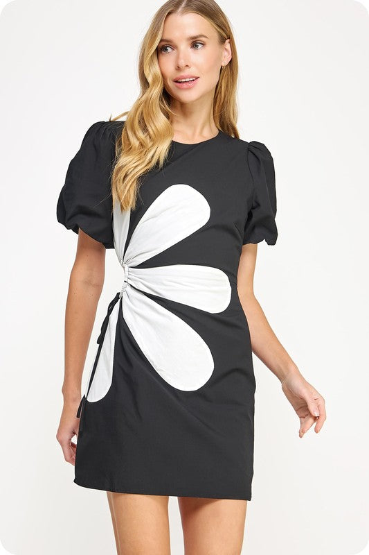 1272 Cut Out Big Flower Dress