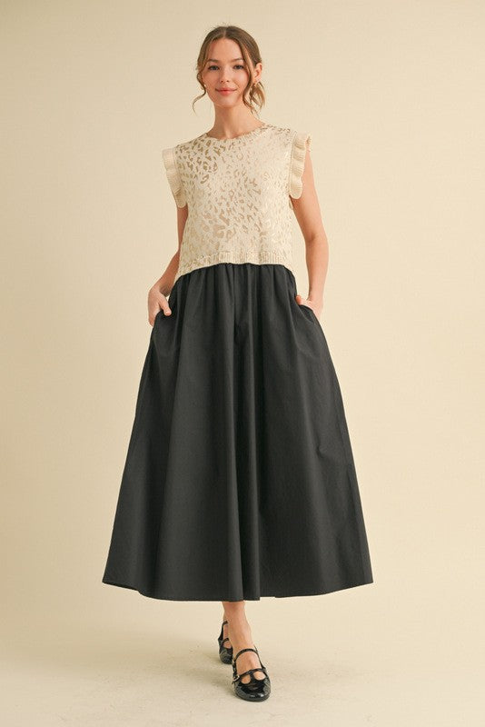 1746 Animal Print Metallic Maxi Dress