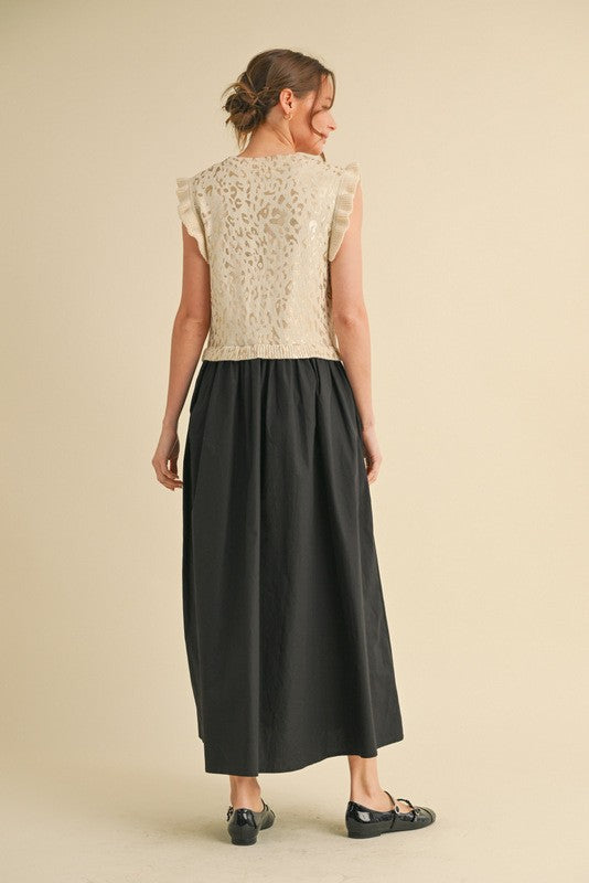 1746 Animal Print Metallic Maxi Dress