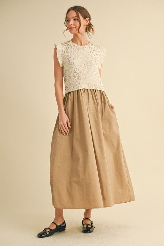 1746 Animal Print Metallic Maxi Dress