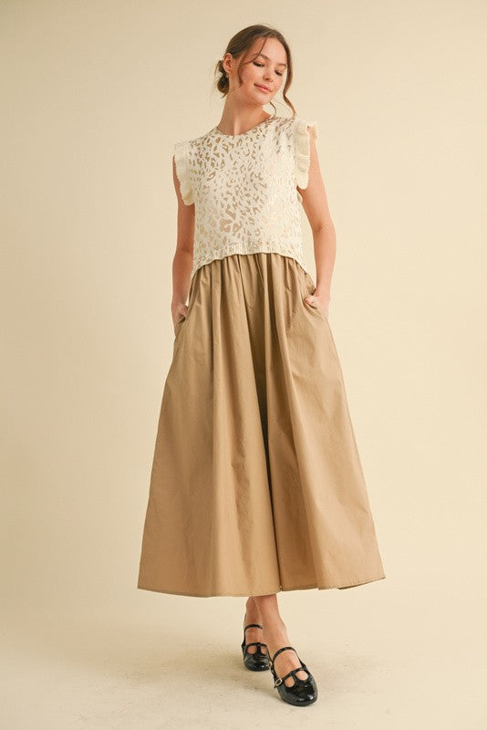 1746 Animal Print Metallic Maxi Dress