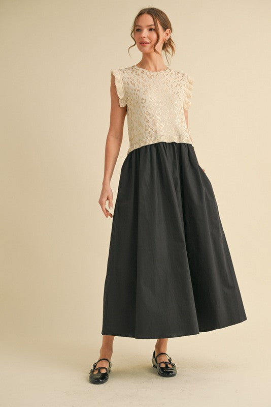 1746 Animal Print Metallic Maxi Dress