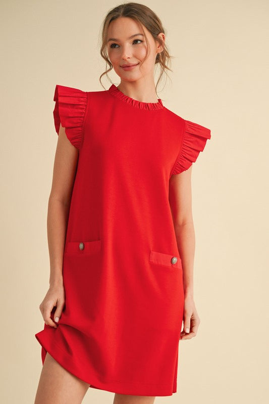 1717 Ruffle Red Dress