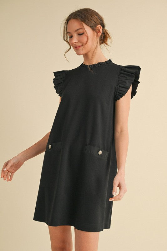 1771 Ruffle Sleeve Pocket Dress