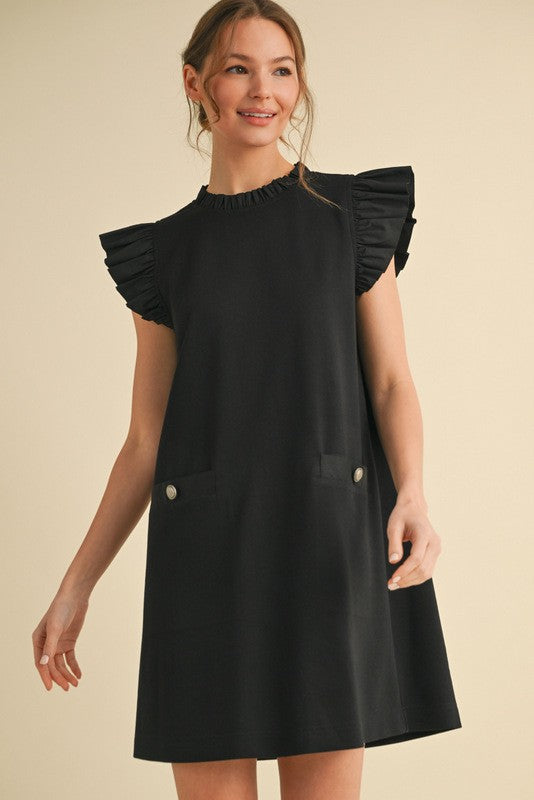 1771 Ruffle Sleeve Pocket Dress