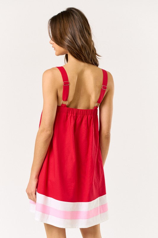 1485 Red, Pink & White Dress
