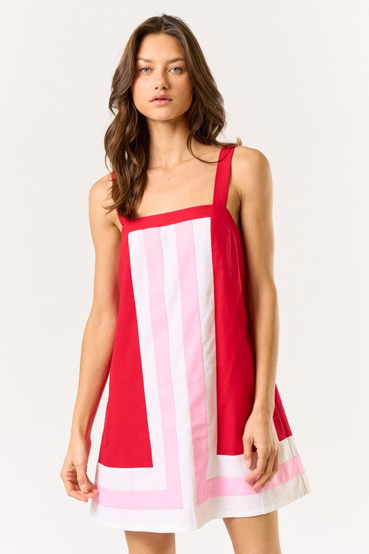 1485 Red, Pink & White Dress