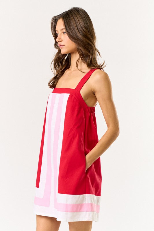 1485 Red, Pink & White Dress