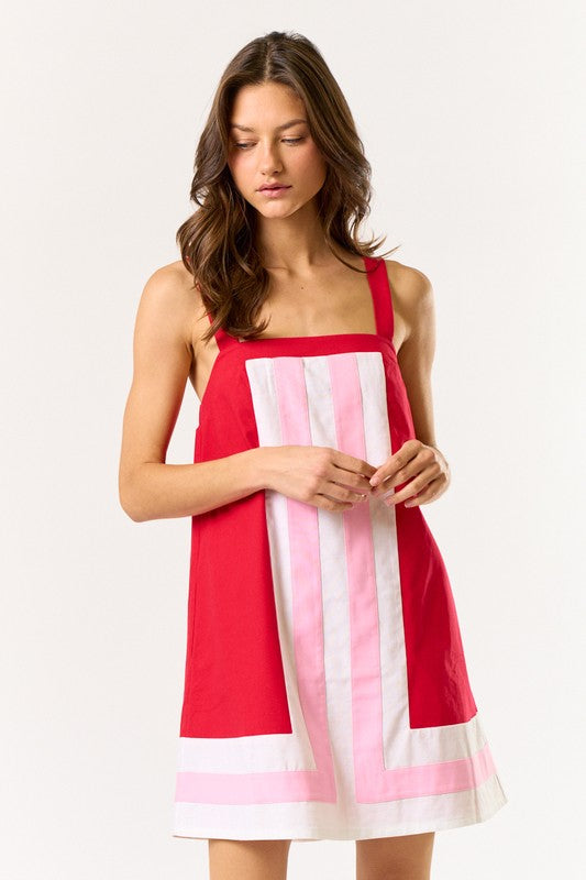 1485 Red, Pink & White Dress