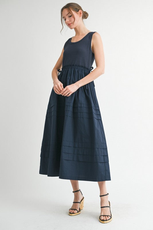 1472 Navy Midi Bow Tank Top Dress