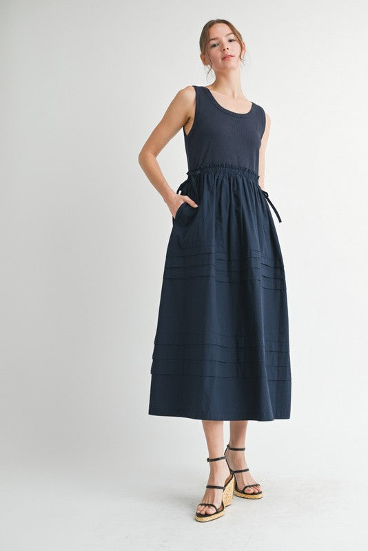 1472 Navy Midi Bow Tank Top Dress