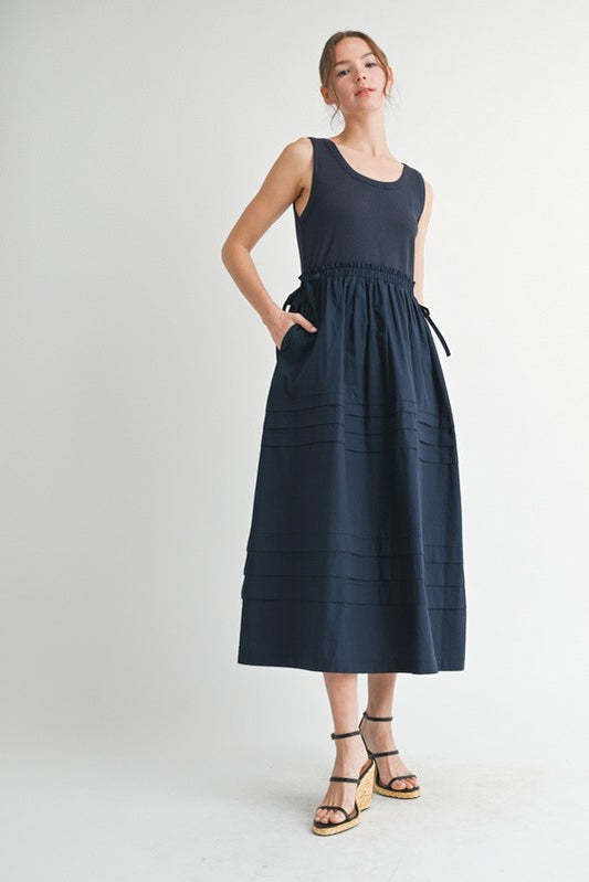 1472 Navy Midi Bow Tank Top Dress