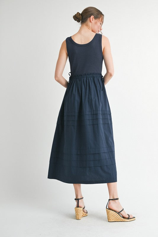 1472 Navy Midi Bow Tank Top Dress