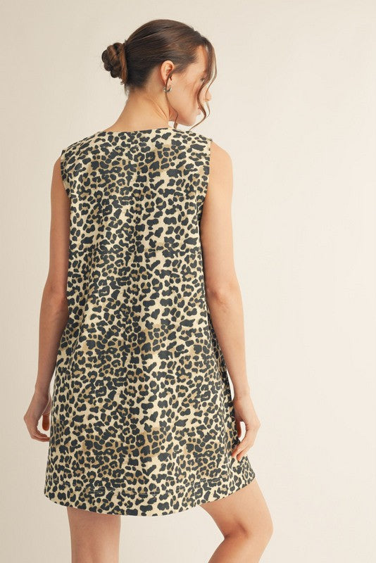 1665 Animal Print Zipper Dress