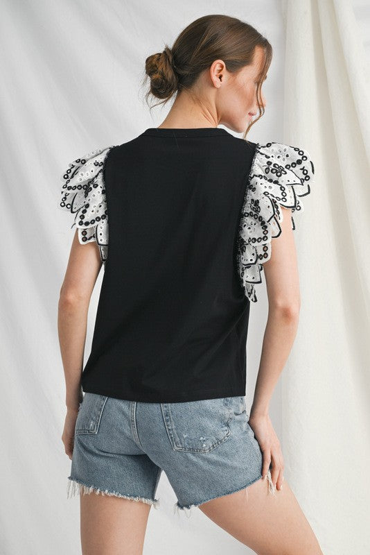 1359 Eyelet Ruffle Top