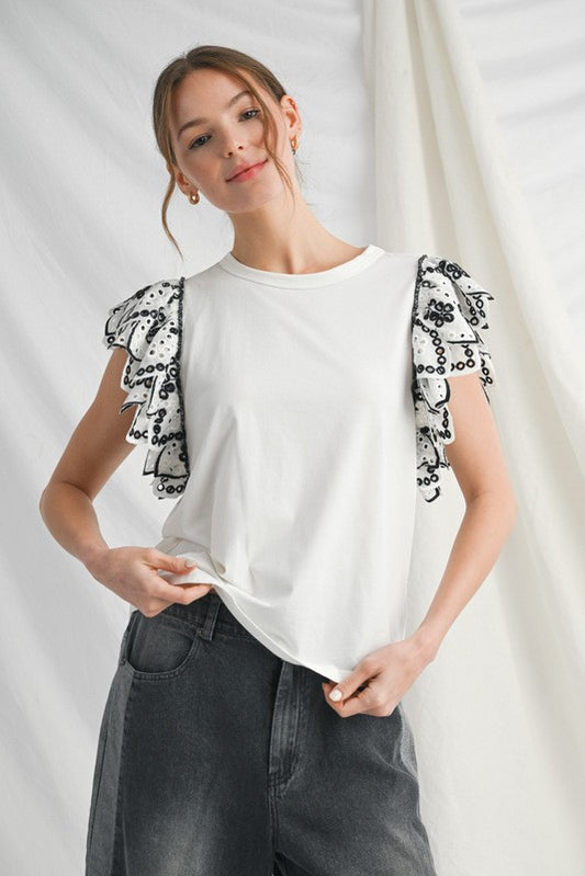 1359 Eyelet Ruffle Top