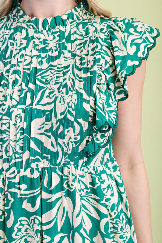 1450 Batik Green Mix Midi Dress
