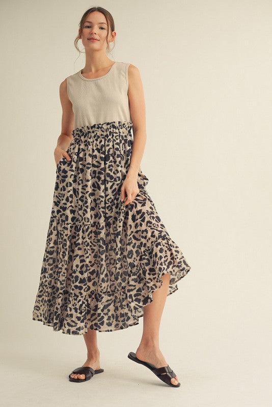 1785 Tank Top Animal Print Maxi Dress