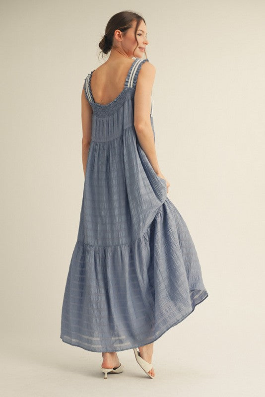 1463 Confy Maxi Dress With Striped White Lines