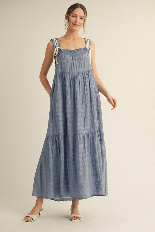 1463 Confy Maxi Dress With Striped White Lines