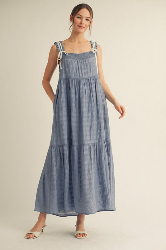1463 Confy Maxi Dress With Striped White Lines