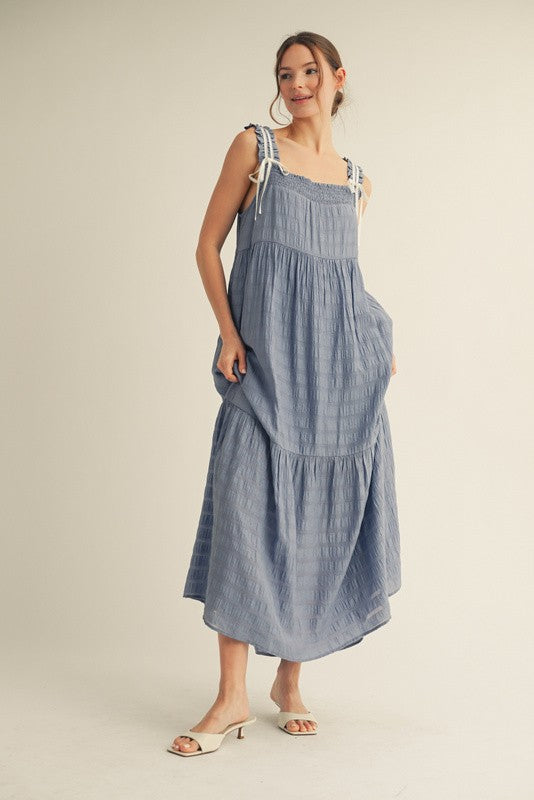 1463 Confy Maxi Dress With Striped White Lines