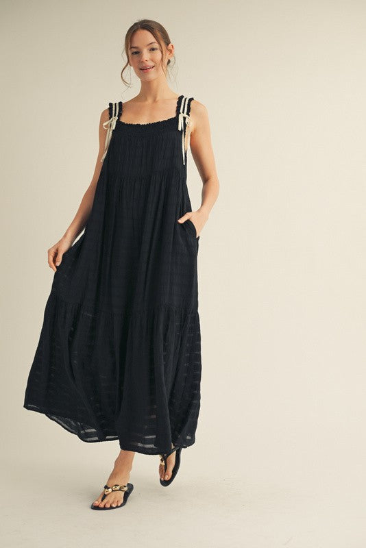 1463 Confy Maxi Dress With Striped White Lines