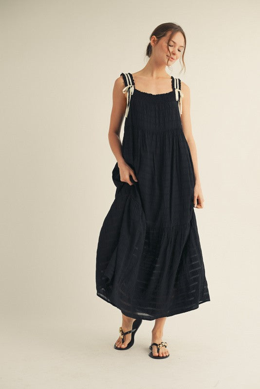1463 Confy Maxi Dress With Striped White Lines