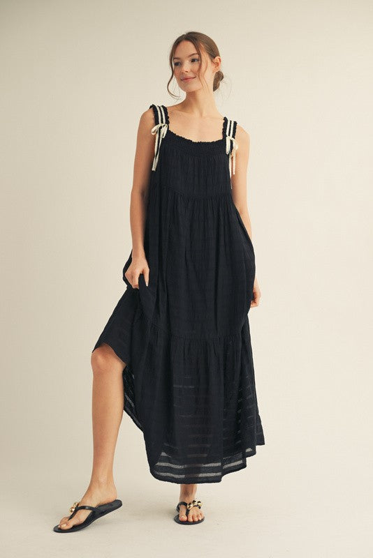 1463 Confy Maxi Dress With Striped White Lines