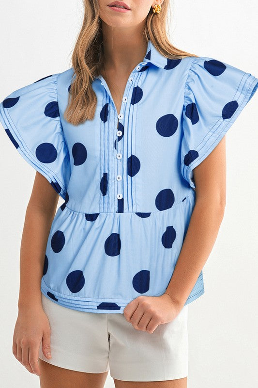 2201 Blue Polka Dots Shirt